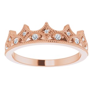 14K Rose 1/8 CTW Diamond Crown Ring - BN & CO JEWELRY