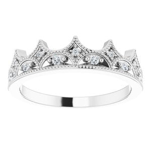 Sterling Silver 1/8 CTW Diamond Crown Ring - BN & CO JEWELRY
