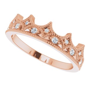 14K Rose 1/8 CTW Diamond Crown Ring - BN & CO JEWELRY