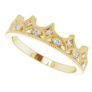 14K Yellow 1/8 CTW Diamond Crown Ring - BN & CO JEWELRY