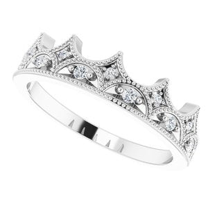 Sterling Silver 1/8 CTW Diamond Crown Ring - BN & CO JEWELRY