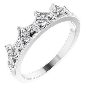 14K White 1/8 CTW Diamond Crown Ring - BN & CO JEWELRY
