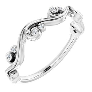 14K White .05 CTW Natural Diamond Sculptural Anniversary Band - BN & CO JEWELRY