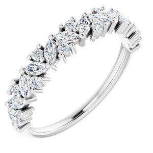 14K White 1/2 CTW Natural Diamond Tilted Marquise Anniversary Band - BN & CO JEWELRY