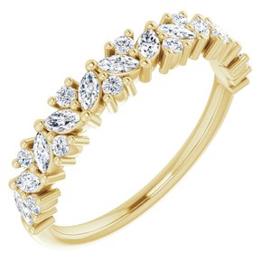 14K Yellow 1/2 CTW Natural Diamond Tilted Marquise Anniversary Band - BN & CO JEWELRY