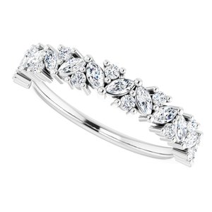 14K White 1/2 CTW Natural Diamond Tilted Marquise Anniversary Band - BN & CO JEWELRY