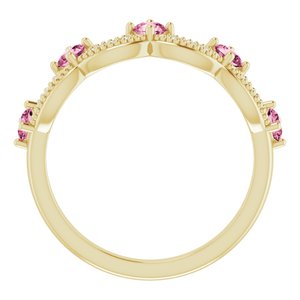 14K Yellow Natural Pink Tourmaline & .05 CTW Natural Diamond Crown Ring - BN & CO JEWELRY