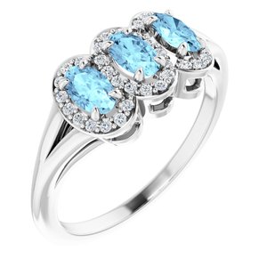 14K White Natural Aquamarine & 1/6 CTW Natural Diamond Ring - BN & CO JEWELRY