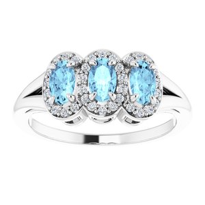 14K White Natural Aquamarine & 1/6 CTW Natural Diamond Ring - BN & CO JEWELRY