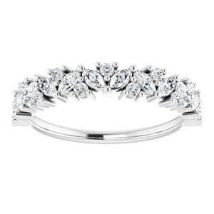 14K White 1/2 CTW Natural Diamond Tilted Marquise Anniversary Band - BN & CO JEWELRY