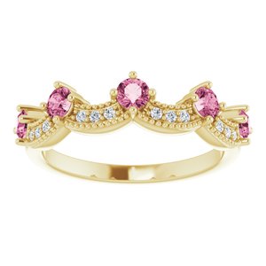 14K Yellow Natural Pink Tourmaline & .05 CTW Natural Diamond Crown Ring - BN & CO JEWELRY