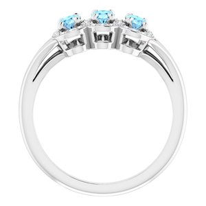 14K White Natural Aquamarine & 1/6 CTW Natural Diamond Ring - BN & CO JEWELRY