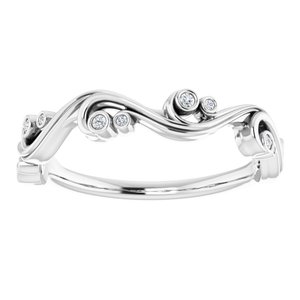 14K White .05 CTW Natural Diamond Sculptural Anniversary Band - BN & CO JEWELRY