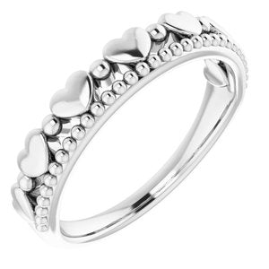 Sterling Silver Stackable Beaded Heart Ring - BN & CO JEWELRY