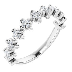 14K White 1/6 CTW Diamond Stackable Clover Ring - BN & CO JEWELRY