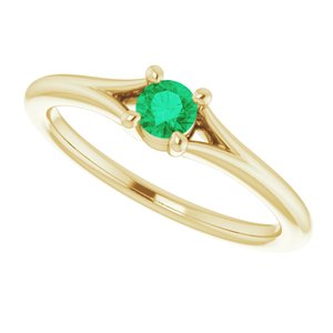14K Yellow Natural Emerald Youth Solitaire Ring - BN & CO JEWELRY