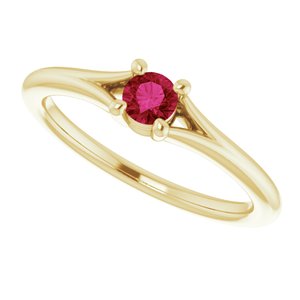 14K Yellow Natural Ruby Youth Solitaire Ring - BN & CO JEWELRY