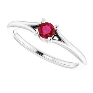 Sterling Silver Imitation Ruby Youth Solitaire Ring - BN & CO JEWELRY