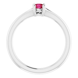 Sterling Silver Imitation Ruby Youth Solitaire Ring - BN & CO JEWELRY