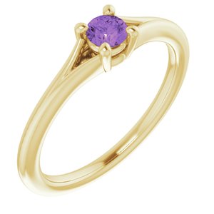 14K Yellow Natural Amethyst Youth Solitaire Ring - BN & CO JEWELRY