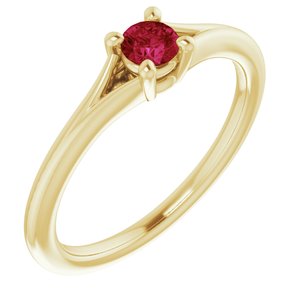 14K Yellow Natural Ruby Youth Solitaire Ring - BN & CO JEWELRY