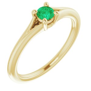 14K Yellow Natural Emerald Youth Solitaire Ring - BN & CO JEWELRY