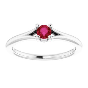 Sterling Silver Imitation Ruby Youth Solitaire Ring - BN & CO JEWELRY