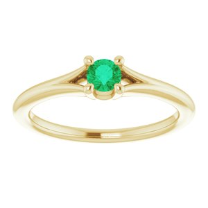 14K Yellow Natural Emerald Youth Solitaire Ring - BN & CO JEWELRY