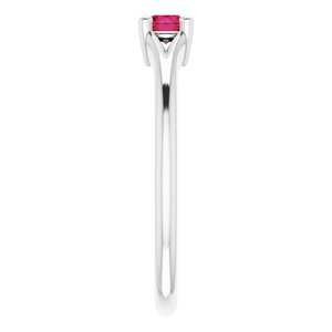 Sterling Silver Imitation Ruby Youth Solitaire Ring - BN & CO JEWELRY