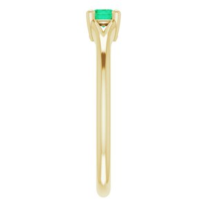 14K Yellow Natural Emerald Youth Solitaire Ring - BN & CO JEWELRY