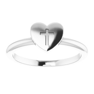 Sterling Silver Heart with Cross Ring - BN & CO JEWELRY