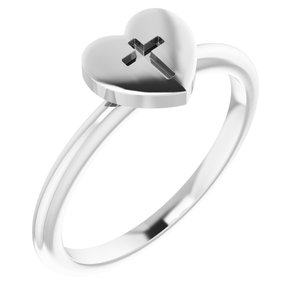 Sterling Silver Heart with Cross Ring - BN & CO JEWELRY