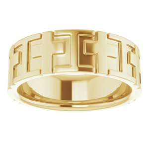 14K Yellow 7 mm Cross Band - BN & CO JEWELRY