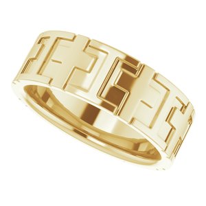 14K Yellow 7 mm Cross Band - BN & CO JEWELRY