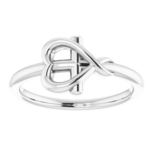 Sterling Silver Cross with Heart Youth Ring - BN & CO JEWELRY