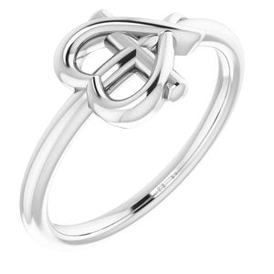 Sterling Silver Cross with Heart Youth Ring - BN & CO JEWELRY