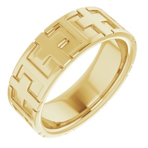 14K Yellow 7 mm Cross Band - BN & CO JEWELRY