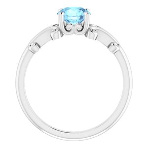 14K White 6 mm Round Natural Aquamarine Ring - BN & CO JEWELRY