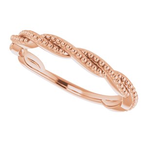 14K Rose Stackable Twisted Beaded Ring - BN & CO JEWELRY