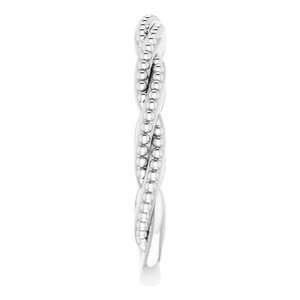 14K White Stackable Twisted Beaded Ring - BN & CO JEWELRY