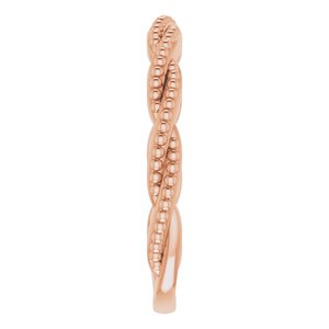 14K Rose Stackable Twisted Beaded Ring - BN & CO JEWELRY