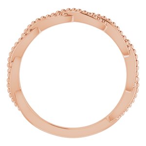 14K Rose Stackable Twisted Beaded Ring - BN & CO JEWELRY