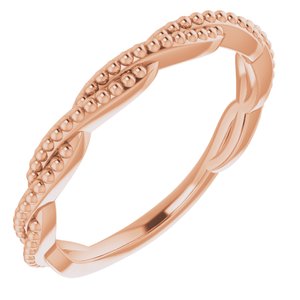 14K Rose Stackable Twisted Beaded Ring - BN & CO JEWELRY