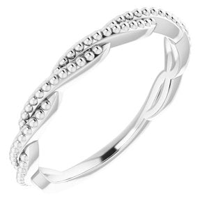 Sterling Silver Stackable Twisted Beaded Ring - BN & CO JEWELRY