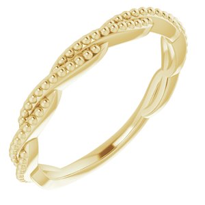 14K Yellow Stackable Twisted Beaded Ring - BN & CO JEWELRY