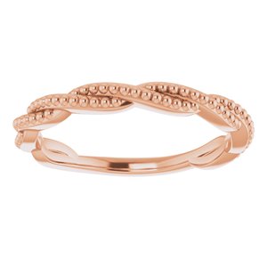 14K Rose Stackable Twisted Beaded Ring - BN & CO JEWELRY