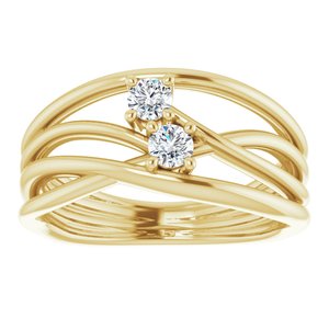 14K Yellow 1/5 CTW Diamond Two-Stone Bypass Ring - BN & CO JEWELRY