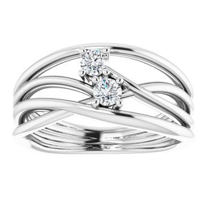 14K White 1/5 CTW Diamond Two-Stone Bypass Ring - BN & CO JEWELRY