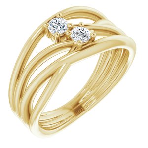 14K Yellow 1/5 CTW Diamond Two-Stone Bypass Ring - BN & CO JEWELRY