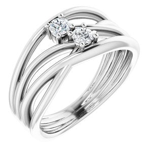 14K White 1/5 CTW Diamond Two-Stone Bypass Ring - BN & CO JEWELRY
